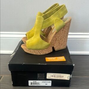 Pelle Moda EASE Platform Avocado Suede Wedge Sandals
